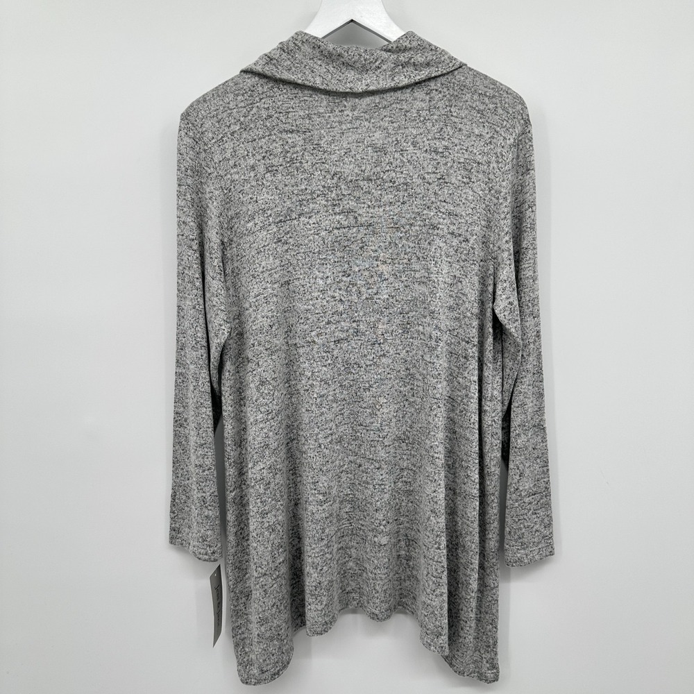 Jess & Jane Echoes Top Shirt Large Brushed Knit Cowl Neck Gray Artsy Boho New - Picture 7 of 11